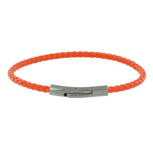 Les Poulettes Bijoux - Bracelet Femme Cuir Tréssé Rond 18cm