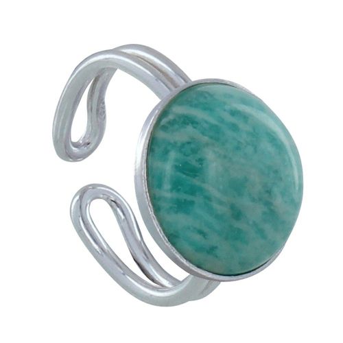 Les Poulettes Bijoux - Bague Argent Grande Demi Sphère D'amazonite