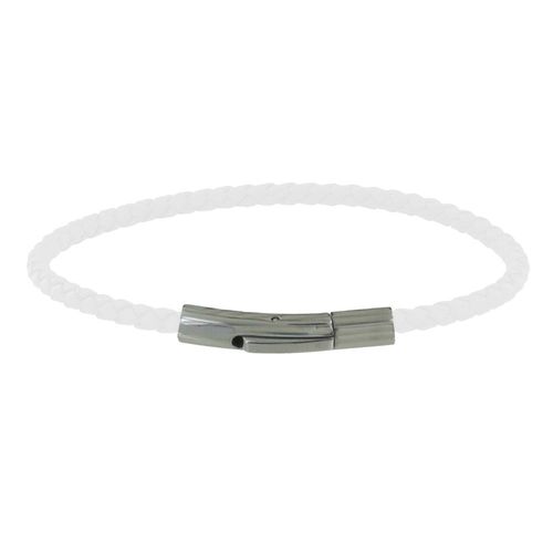 Les Poulettes Bijoux - Bracelet Femme Cuir Tréssé Rond 18cm