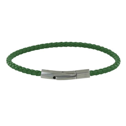 Les Poulettes Bijoux - Bracelet Femme Cuir Tréssé Rond 18cm
