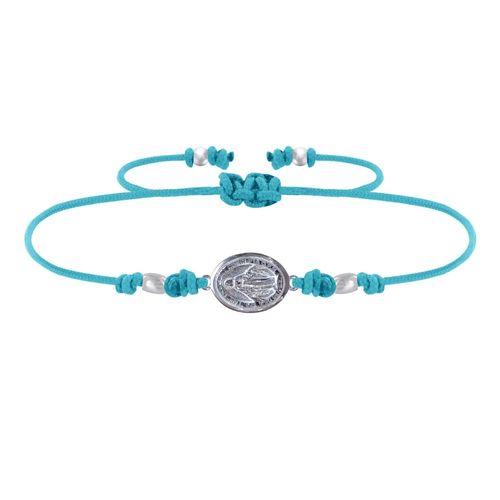 Les Poulettes Bijoux - Bracelet Lien Médaille Argent Ovale Vierge Miraculeuse