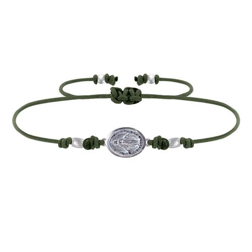 Les Poulettes Bijoux - Bracelet Lien Médaille Argent Ovale Vierge Miraculeuse