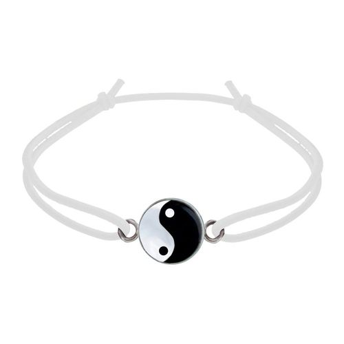 Les Poulettes Bijoux - Bracelet Lien Elastique Médaille De Nacre Yin Et Yang