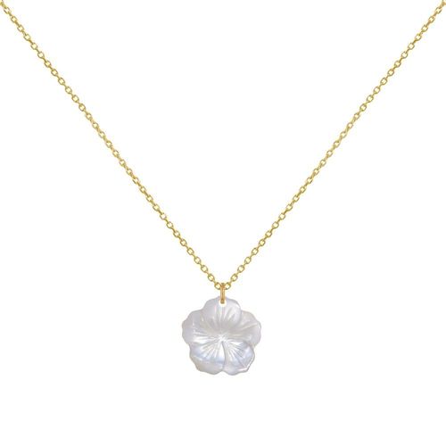 Les Poulettes Bijoux - Collier Plaqué Or Fleur De Nacre Ivoire