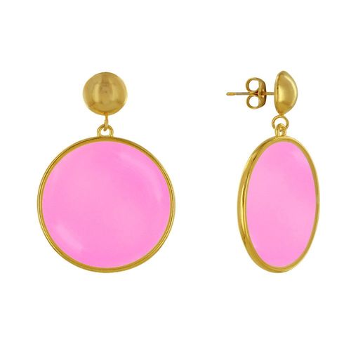 Les Poulettes Bijoux - Boucles D'oreilles Clous Métal Doré Cercle Coloré Translucide