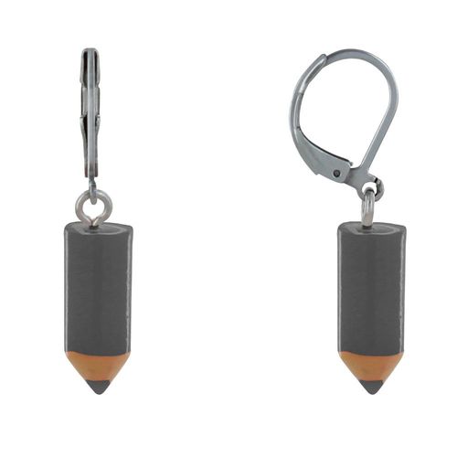 Les Poulettes Bijoux - Boucles D'oreilles Acier Inoxydable Dormeuse Petit Crayon