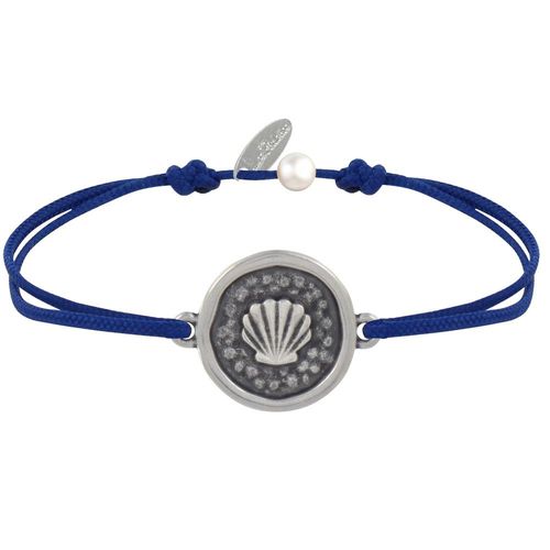 Les Poulettes Bijoux - Bracelet Lien Médaille Ronde Laiton Argenté Coquillage