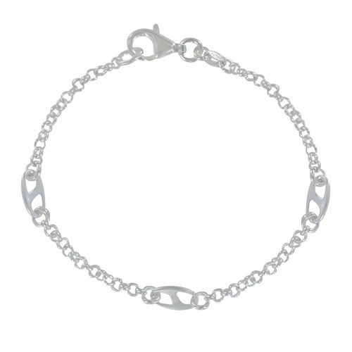 Les Poulettes Bijoux - Bracelet Argent Maillons Ronds Et 3 Anneaux Marins