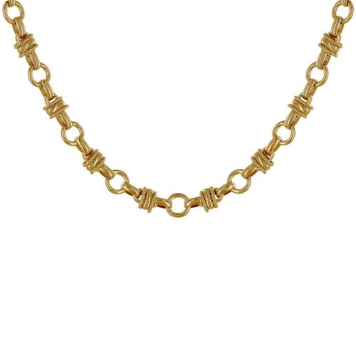 Les Poulettes Bijoux - Collier Plaqué Or Maillons Ronds Et Ovales Epais Torsadées