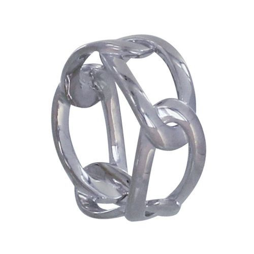 Les Poulettes Bijoux - Bague Argent Rhodié Maillons Ovales Entrelacés