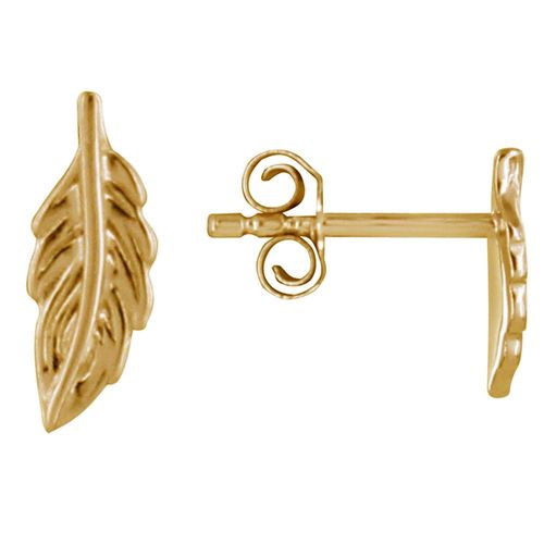 Les Poulettes Bijoux - Boucles D'oreilles Plaqué Or Mini Plume