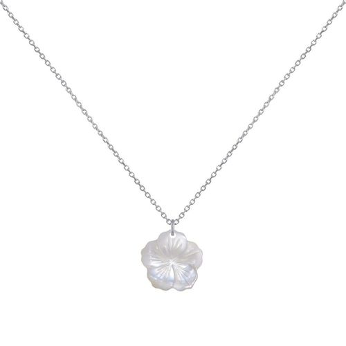 Les Poulettes Bijoux - Collier Argent Fleur De Nacre Ivoire