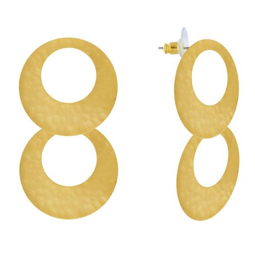 Les Poulettes Bijoux - Boucles D'oreilles Laiton Doré Deux Cercles Ajourés