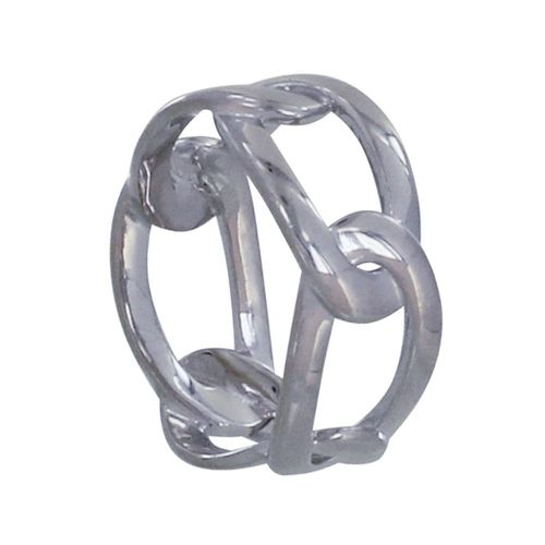 Les Poulettes Bijoux - Bague Argent Rhodié Maillons Ovales Entrelacés