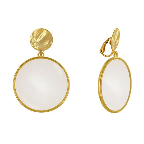 Les Poulettes Bijoux - Boucles D'oreilles Clip Métal Doré Cercle Coloré Translucide
