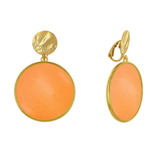 Les Poulettes Bijoux - Boucles D'oreilles Clip Métal Doré Cercle Coloré Translucide