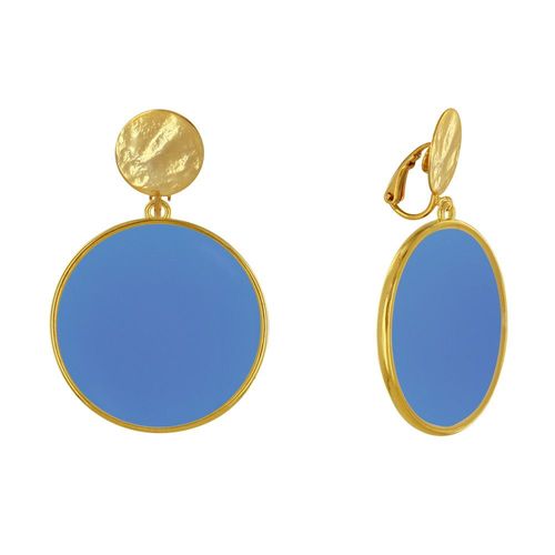 Les Poulettes Bijoux - Boucles D'oreilles Clip Métal Doré Cercle Coloré Translucide