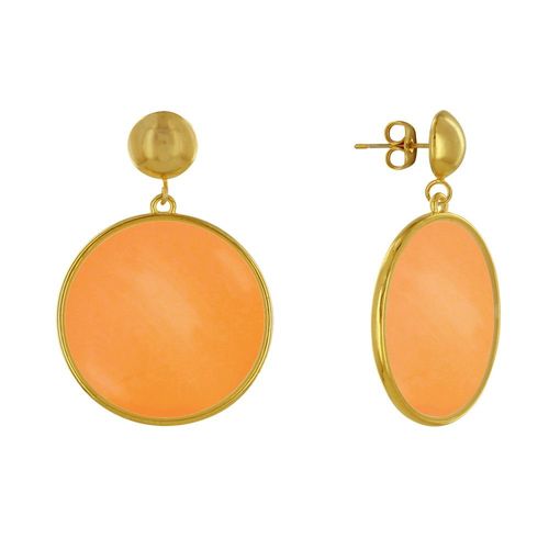 Les Poulettes Bijoux - Boucles D'oreilles Clous Métal Doré Cercle Coloré Translucide