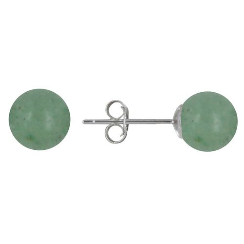 Les Poulettes Bijoux - Boucles D'oreilles Clou Argent Rhodié Et Perles D'aventurine 8 Mm