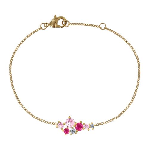 Les Poulettes Bijoux - Bracelet Plaqué Or 7 Strass Ronds