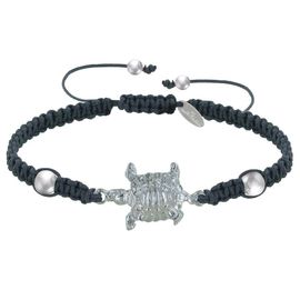 Les Poulettes Bijoux - Bracelet Tortue Métal Argenté Lien Tréssé
