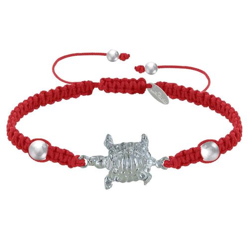 Les Poulettes Bijoux - Bracelet Tortue Métal Argenté Lien Tréssé