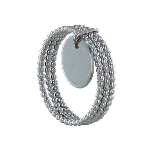 Les Poulettes Bijoux - Bague Argent Triples Anneaux Billes Et Médaille Ronde