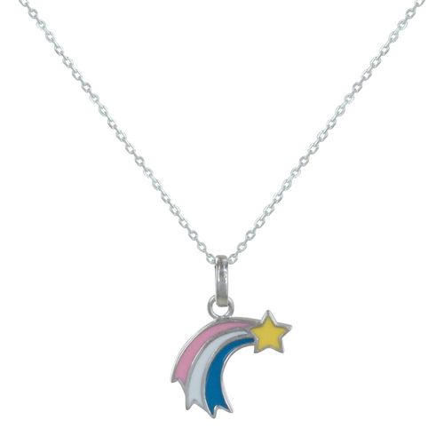 Les Poulettes Bijoux - Collier Argent Etoile Filante Multicolore