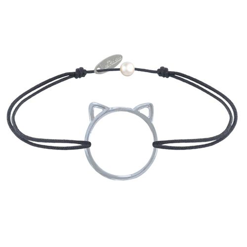 Les Poulettes Bijoux - Bracelet Lien Médaille Argent Tête De Chat Ajouré