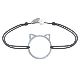 Les Poulettes Bijoux - Bracelet Lien Médaille Argent Tête De Chat Ajouré