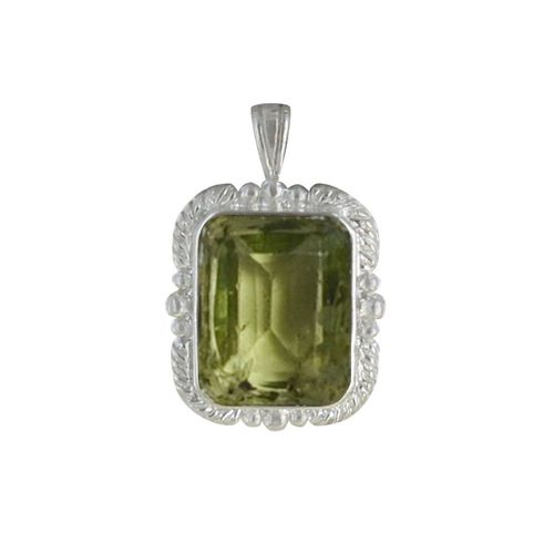 Les Poulettes Bijoux - Pendentif Argent Rectangle De Péridot