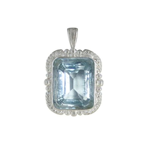 Les Poulettes Bijoux - Pendentif Argent Rectangle De Topaze