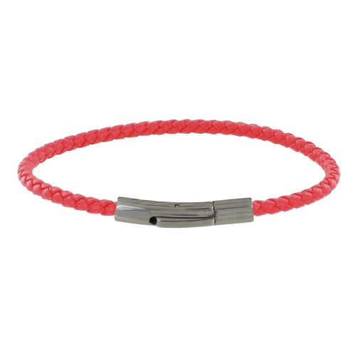Les Poulettes Bijoux - Bracelet Femme Cuir Tréssé Rond 18cm