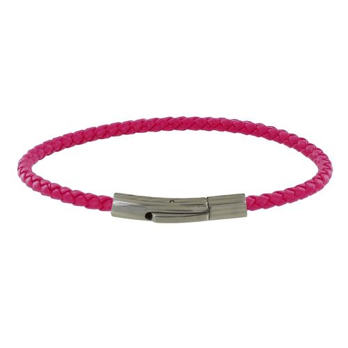 Les Poulettes Bijoux - Bracelet Femme Cuir Tréssé Rond 18cm