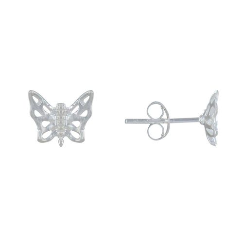 Les Poulettes Bijoux - Boucles D'oreilles Argent Petit Papillon Ajouré