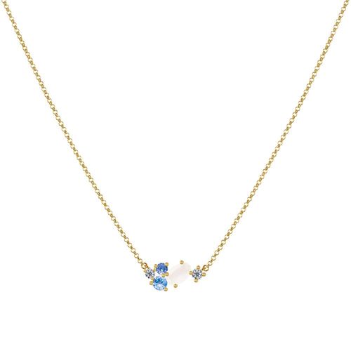 Les Poulettes Bijoux - Collier Plaqué Or 5 Strass Ovale Et Ronds