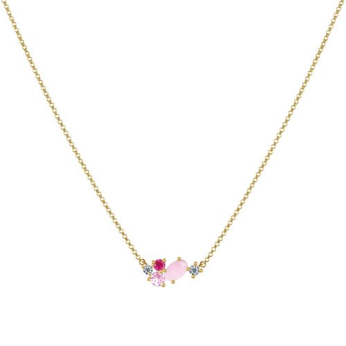 Les Poulettes Bijoux - Collier Plaqué Or 5 Strass Ovale Et Ronds