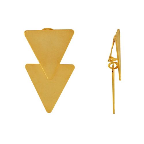 Les Poulettes Bijoux - Boucles D'oreilles Clip Laiton Doré Deux Triangles