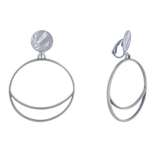 Les Poulettes Bijoux - Boucles D'oreilles Clip Métal Cercle Et Croissant De Lune