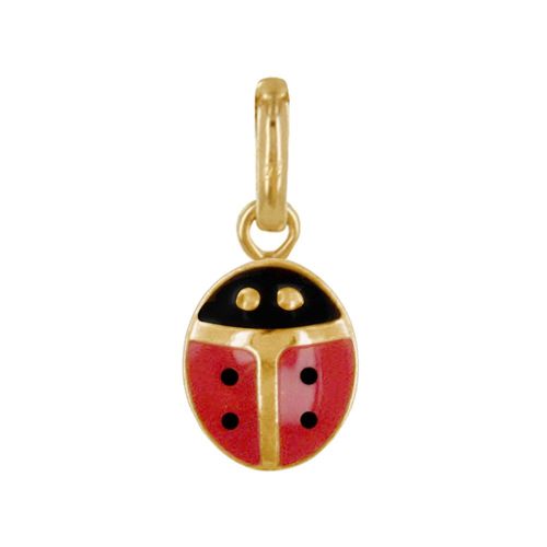Les Poulettes Bijoux - Pendentif Plaqué Or Coccinelle Rouge Et Noire