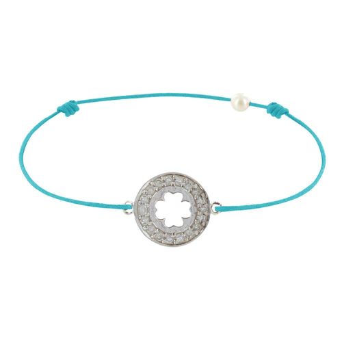 Les Poulettes Bijoux - Bracelet Lien Argent Médaille Porte Chance Et Strass - Classics