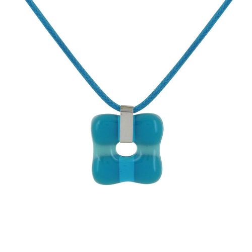 Les Poulettes Bijoux - Collier Argent Et Petit Pendentif Pâte De Verre Donuts Bleu Azur