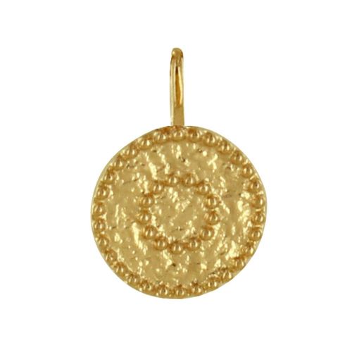 Les Poulettes Bijoux - Pendentif Plaqué Or Rond Martelé Et Billes