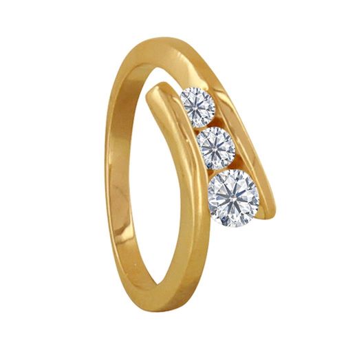 Les Poulettes Bijoux - Bague Plaqué Or Trois Strass