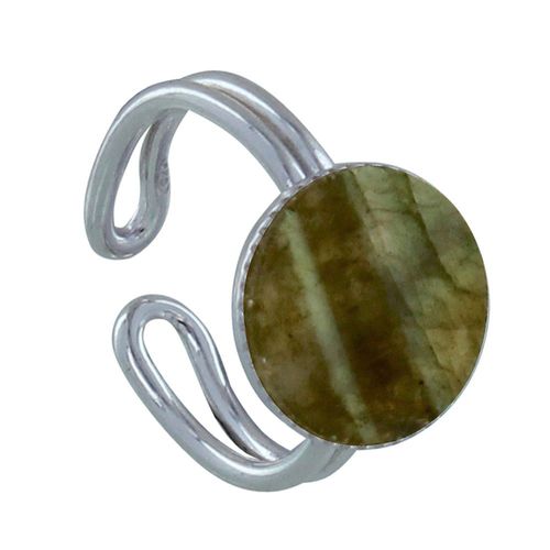 Les Poulettes Bijoux - Bague Argent Rond Dentelé De Labradorite