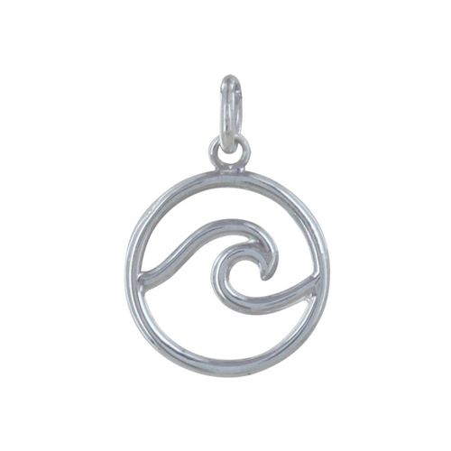 Les Poulettes Bijoux - Pendentif Argent Rond Symbole Vague Ajourée
