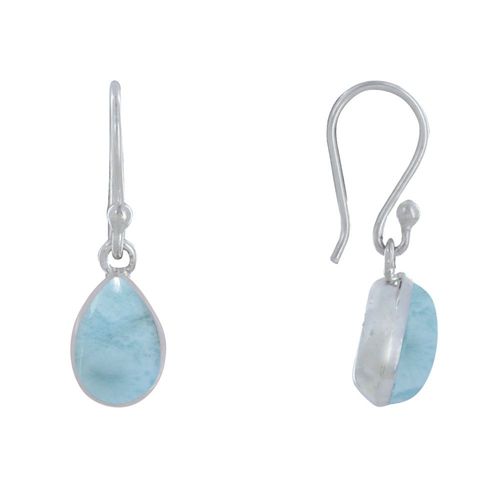 Les Poulettes Bijoux - Boucles D'oreilles Argent Crochet Petite Goutte De Larimar