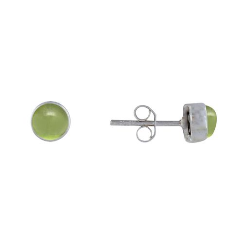 Les Poulettes Bijoux - Boucles D'oreilles Clous Argent Demi Perle De Péridot