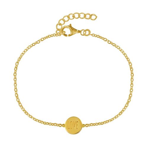 Les Poulettes Bijoux - Bracelet Plaqué Or Médaille Ronde Love