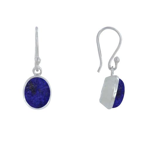 Les Poulettes Bijoux - Boucles D'oreilles Argent Crochet Petit Ovale De Lapis Lazuli